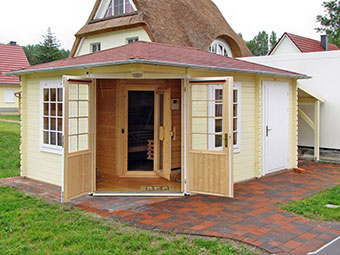 Das Gartenhaus mit integrierter Sauna
